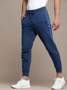 Calvin Klein Jeans Men Blue Brand Logo Printed Regular Fit Joggers Track Pants