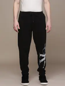 Calvin Klein Jeans Men Black Brand Logo Printed Regular Track Pants