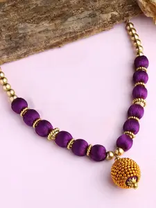 AKSHARA Gold-Toned & Purple Gold-Plated Handcrafted Necklace