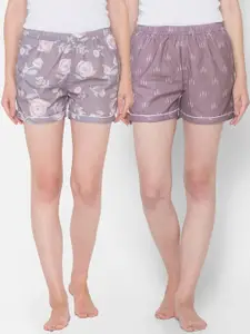 FashionRack Women Pack Of 2 Printed Lounge Shorts