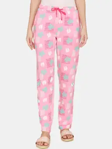 Zivame Women Pink Printed Pure Cotton Lounge Pants