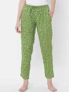 URBAN SCOTTISH Women Green & White Printed Lounge Pants