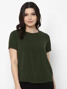Allen Solly Woman Olive Green Gathered Top