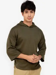 ZALORA BASICS Men Green Hooded Sweatshirt