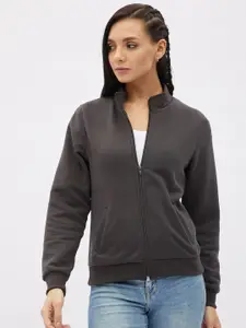 Harpa Women Charcoal Grey Front-Open Sweatshirt