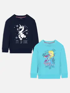 YK Disney Girls Pack Of 2 Blue Frozen Printed Sweatshirt