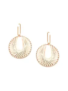 ODETTE White & Gold-Toned Circular Drop Earrings