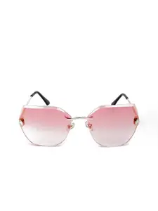 ODETTE Women Pink Lens & Pink Square Sunglasses with UV Protected Lens DIW245