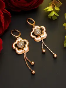 aadita Rose Gold Contemporary Drop Earrings