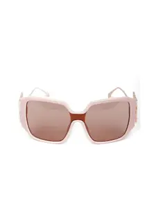 ODETTE Women Pink Lens & Pink Square Sunglasses with UV Protected Lens DIW249