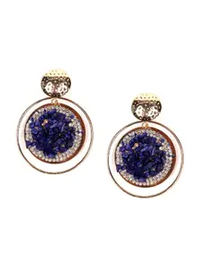 ODETTE Blue Beaded Circular Drop Earrings