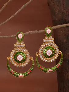 Shoshaa Green & Pink Contemporary Drop Earrings