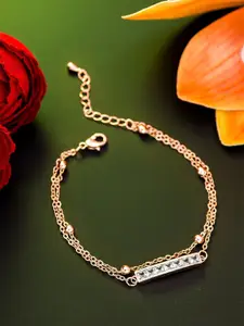 aadita Women Rose Gold American Diamond Gold-Plated Charm Bracelet
