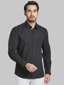 Parx Men Black Slim Fit Printed Casual Shirt