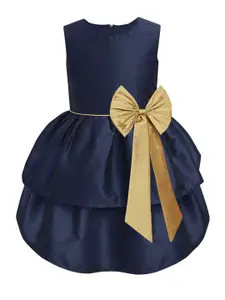 A.T.U.N.A.T.U.N. Girls Navy Blue & Gold-Toned Layered Dress