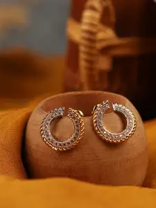 ANIKAS CREATION White Circular Hoop Earrings