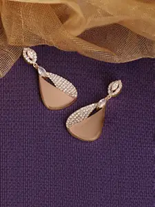 ZINU Rose Gold-Plated & White Contemporary Drop Earrings