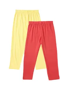 Cub McPaws Boys Pack of 2 Red & Yellow Solid Pure Cotton Lounge Pants