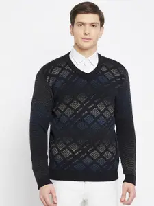 Duke Men Black geometric Print Sweater