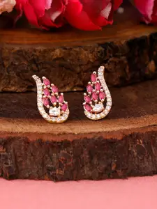 ZINU Rose Gold-Plated & Pink Contemporary Studs Earrings