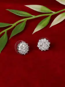ZINU Silver-Toned Contemporary Studs Earrings