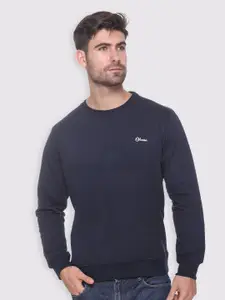 Obaan Men Navy Blue Fleece Sweatshirt