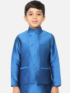 TABARD Boys Blue Solid Woven Nehru Jacket