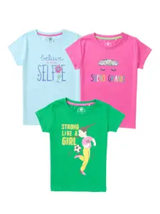 Cub McPaws Girls Pack Of 3 Printed T-shirts
