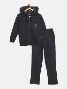 Sweet Dreams Boys Navy Blue Solid Cotton Tracksuit