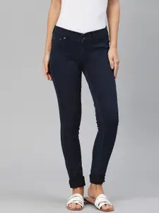 Pepe Jeans Women Navy Blue Slim Fit Mid-Rise Clean Look Stretchable Jeans