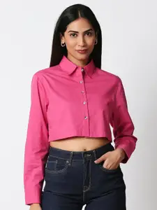 20Dresses Pink Shirt Style Crop Top