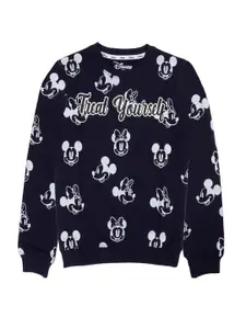 KINSEY Boys Navy Blue Mickey Mouse Printed Sweatshirt