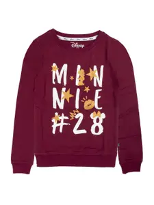 KINSEY Girls Maroon Minnie Mouse Printed Sweatshirt