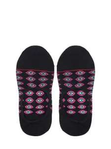 Soxytoes Men Black & Pink Patterned Shoe Liners