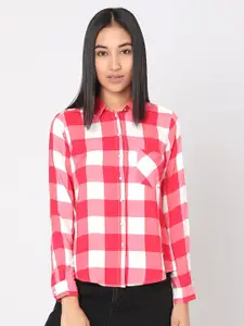 SPYKAR Pink & White Checked Top