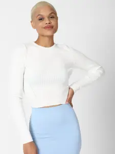 FOREVER 21 Women White Crop Pullover