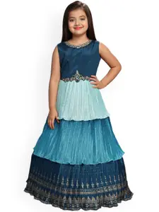 BETTY Blue Colourblocked Ethnic Maxi Dress