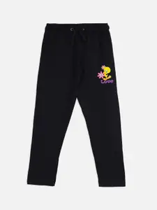 Kids Ville Girls Black Looney Tunes Printed Cotton Lounge Pants