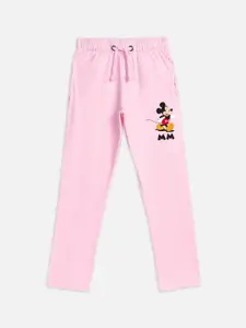 Kids Ville Mickey & Friends Girls Pink Cotton Printed Lounge Pants