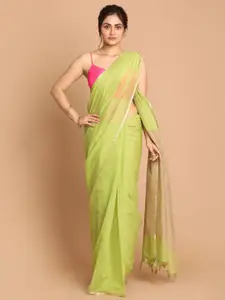 Saranee Lime Green & Gold-Toned Zari Banarasi Saree