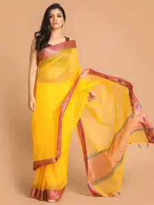 Saranee Yellow & Pink Tissue Banarasi Saree