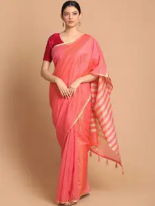 Saranee Orange & Gold-Toned Zari Banarasi Saree