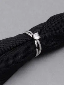 KARATCART Women Silver-Toned Elegant Austrian Crystal Adjustable Ring