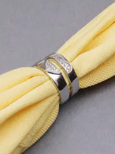 Karatcart Unisex Silver Crystal Elegant Couple Adjustable Ring