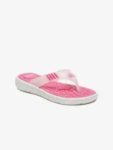 Adda Women Pink & White Self Design Thong Flip-Flops