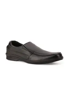 Bata Men Black Solid Leather Formal Slip-On