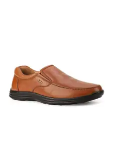 Bata Men Tan-Brown Solid Leather Fromal Slip-ons