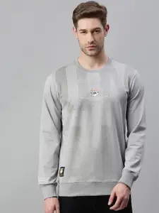 SHOWOFF Men Grey Printed Cotton Sweatshirt