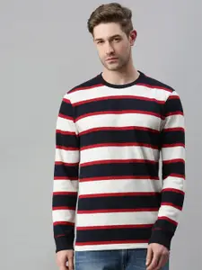 SHOWOFF Men White & Red Striped Sweatshirt