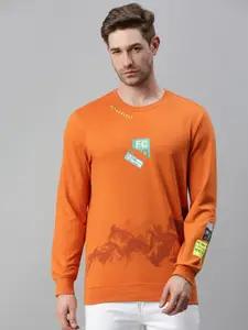 SHOWOFF Men Orange Printed Sweatshirt